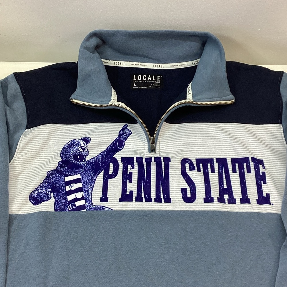 LOCALE Penn State Blue and White Half-Zip Sweatshirt